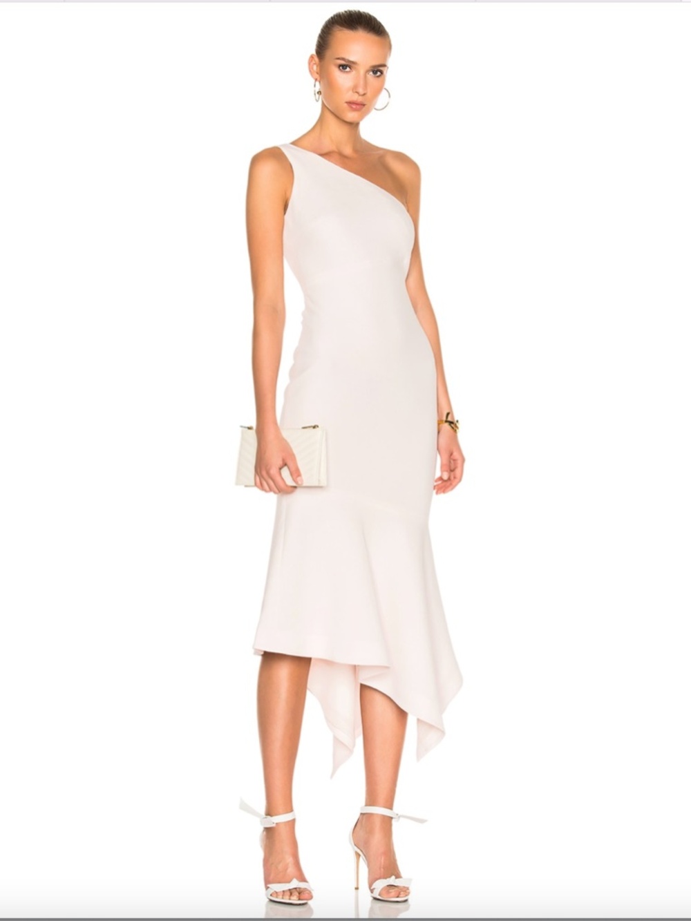 Cinq à Sept Dulcina One Shoulder Handkerchief Hem Midi Dress Pink Size 4 Formal